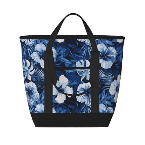 Grand sac d'épicerie isotherme réutilisable floral marine pour courses