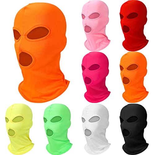 Seematn 8 Pcs 3 Hole Full Face Ski Mask for Men Women, Summer Cooling Neck Gaiter, UV Protector Motorcycle Ski Scarf Sports