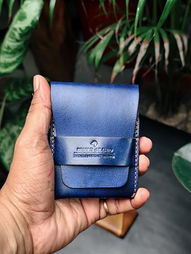 Image of Desert Orchid Fold | Minimalist Leather Fornt Pocket Wallet (Navy Blue)