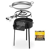 🏠 Barbacoa portátil redonda de 60 cm de diámetro de leña y carbón con soporte para paella.