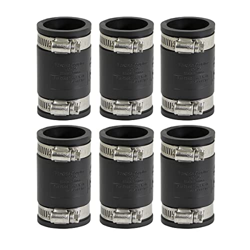 Image of EVERCONNECT 4822x6 Flexible PVC Coupling with Stainless Steel Clamps 1 inch, Black (pack of 6)