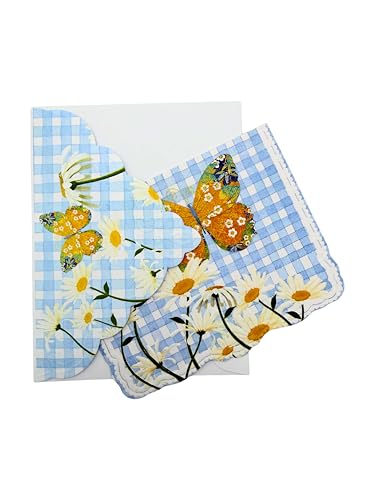 Image of Poster Foundry Set of 3 - Blue Gingham Daisy Boxed Note Cards by Carol Wilson. 10 embossed 4x5 Die-Cut Notecards and Matching Envelopes in Decorative Gift Box with Magnetic Flap. NCP2024