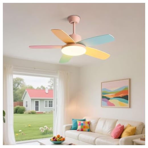 36 Inch Pink Ceiling Fan with Light for Kids Room, 6-Speed Quiet DC Fan