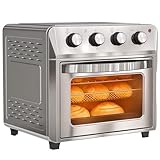 HOMCOM 24L Air Fryer Oven, Mini Oven, Oil Free Cooking, Adjustable Temperature and Timer, Touch Screen, Grill, Roast, Bake, 1600W, Dishwasher Safe, Silver Tone