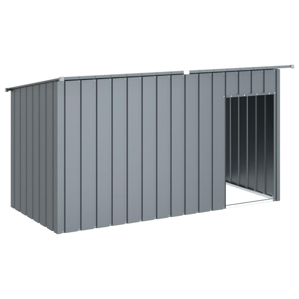 vidaXL Caseta para Perros con Tejado, Casa para Animales, Jaula para Perros Mascotas, Perrera Exterior, Acero Galvanizado Gris Antracita