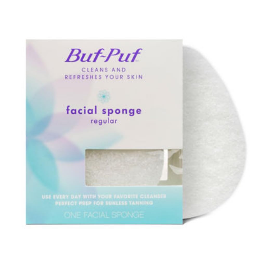 Buf-Puf Facial Sponge, Exfoliating | Dermatologist Developed | Reusable | White | Pack of 3