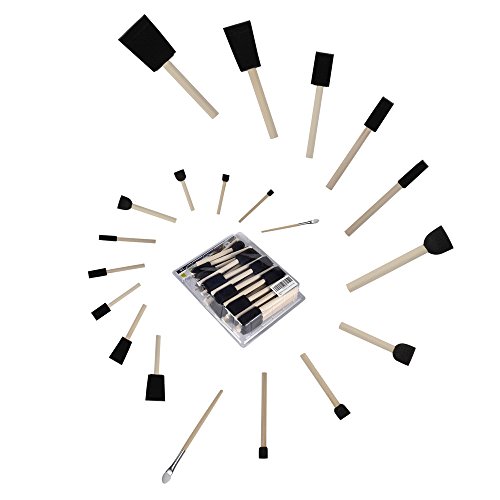 CONDA 50-Piece Assorted Foam Brush Set Wood Handle Paint Brush Set- Lightweight, Durable