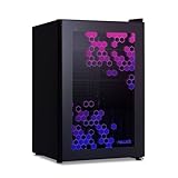 NewAir Beverage Fridge 85 Cans, LED Color Changing Door, Prismatic Series Beverage Refrigerator with RGB HexaColor LED Lights, Mini Fridge for Gaming, Game Room, Party Festive Holiday Fridge