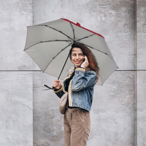 Image of Amazon Basics 3-Fold Travel Umbrella - Sophisticated Auto-Open Auto-Close Mechanism, Large 42 inch Canopy, RainProof & UV Protection|Ideal for Men & Women | Stylish, Durable, and Functional Design