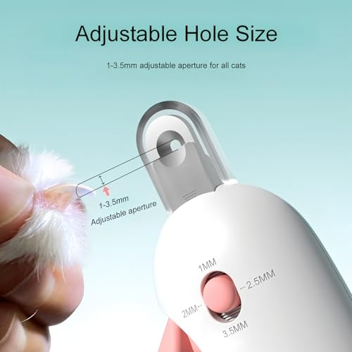 Image of Adjustable Cat Nail Clipper to Avoid Excessive Cutting, Cat Nail Trimmer with Nail File, Pet Nail Clippers for Kitten Bunny Guinea Pig Rabbit Ferret (Pink)
