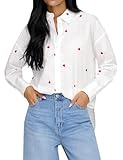 Liebevolle Herz-Stickerei als Blickfang: Die feinen, hochwertig gestickten Herzen verleihen der Bluse eine besondere, feminine Note und machen sie zum charmanten Highlight jedes Outfits.