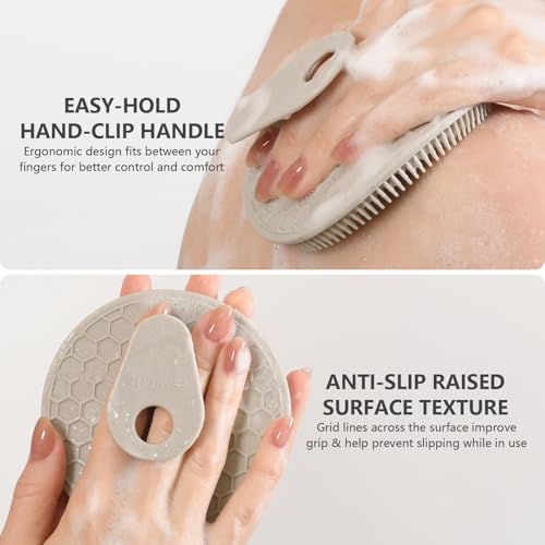 Image of Silicone Body and Face Scrubber Set 3 Pack, BEAUTAIL Shower Bath Scrubber, Gentle Exfoliating Brush for Women Men Sensitive Skin, More Hygienic Than Traditional Loofah, Long Lasting, Black+Gray