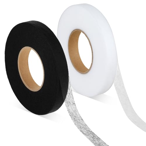 Mabor 2 Rollen Saumband zum Aufbügeln, Breite 15mm Waschfest Bügelband für Vorhänge Nahtlos Textilklebeband für Spleißen Stoffen Hosen Vorhänge Kleidung(64m/Rolle)