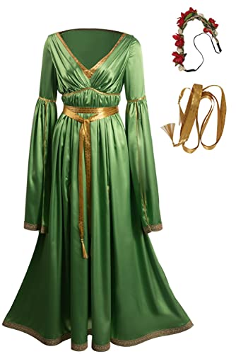 Heodols Princess Leia Costume Adult Women Cosplay Wedding Dress Headband Outfit Robe Headwear