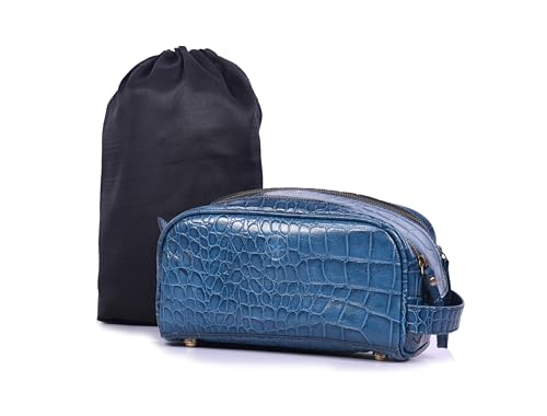 Leather Toiletry Pouch with Waterproof Lining – 10"