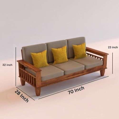 Image of Sheesham Wood 6 Seater Sofa Sets for Living Room Wooden 6 Person Sofa Set Without Coffee Table | Sofas Six Seater for Office (DIY - Customer Self Assmebly) (3+2+1, Natural Honey)