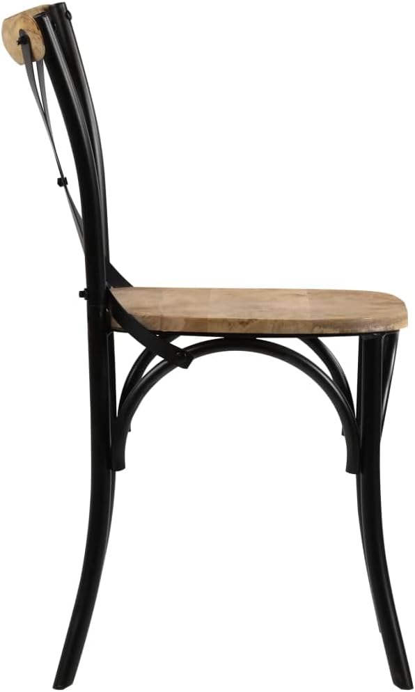 Cross Chairs 2 pcs,Patio Chairs,Porch Chairs,Outdoor Chairs,Lounge Chairs,Library Chairs,Hospitality Chair,for Room,Living Waiting,Farmhouse,Coffee Shop,Outdoor,Black Solid Mango Wood