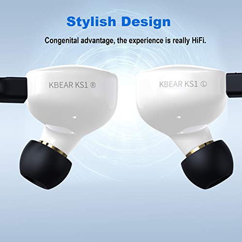 Image of YINYOO KBEAR KS1 in Ear Monitor Bass Earbuds Wired Earbuds,Clear Sound Stereo Headphones, Vocals Forwards High Resolution Noise Canceling Earphones, Dual Magnectic Circuit Dynamic Detachable Cable