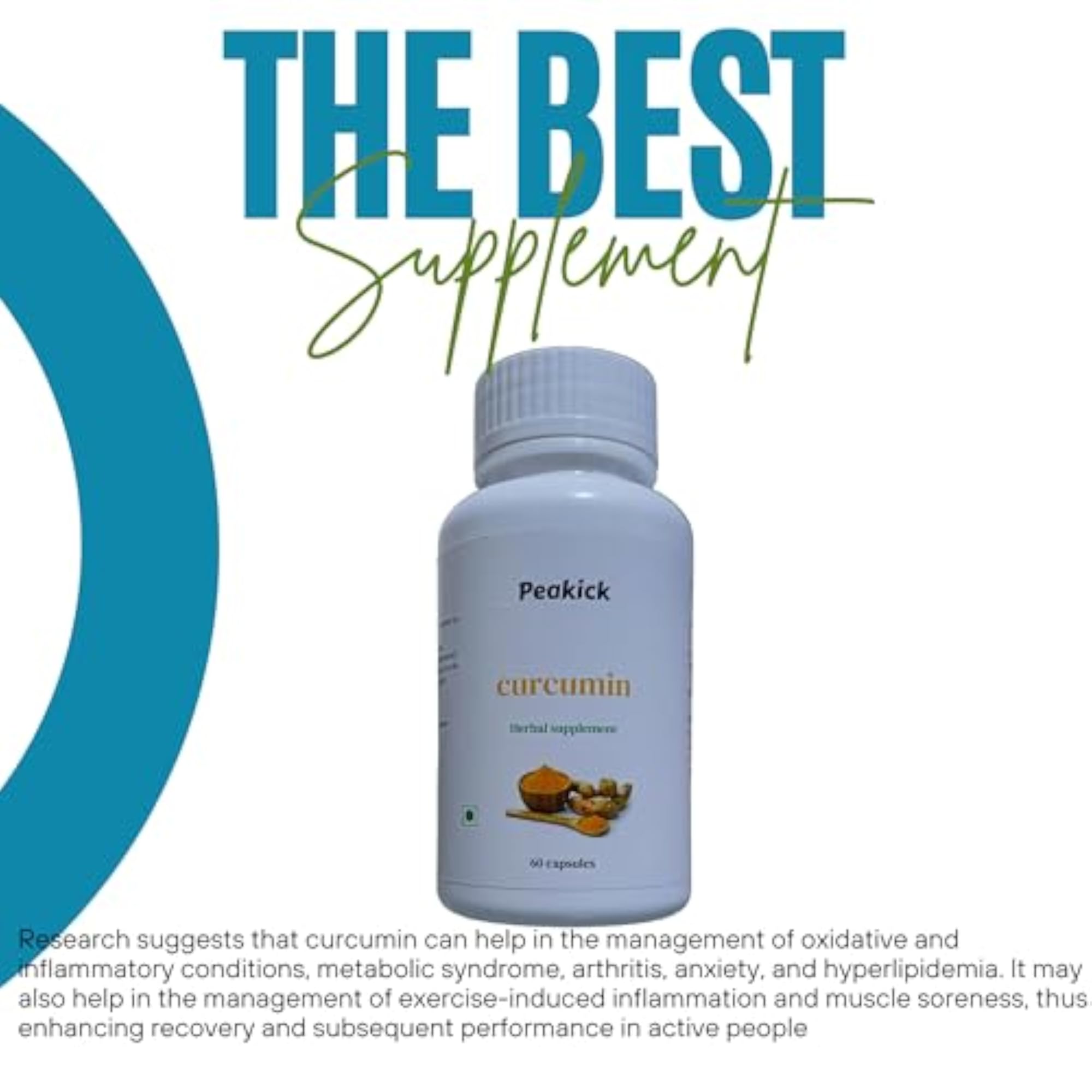 Peakick Curcumin Capsules, 60 Veg Capsules