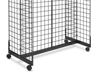 Only Garment Racks #1944B(1) + #1900B(4) + #1904B(9) 2'W x 6'H x 4'L Grid Panel Display Fixture with Gondola Base. Matte Black
