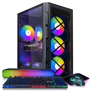 STGAubron Gaming PC Desktop, GeForce GTX 1660 Super 6G GDDR6, Intel Core i7 3.4G up to 3.9G, 16G RAM, 512G SSD, 600M WiFi, BT 5.0, RGB Fan x 6, RGB Mouse Pad, RGB BT Sound Bar, Windows 10 Home