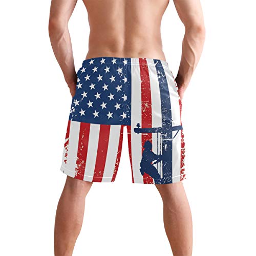 American Flag Lineman Lineworker Swim Trunks Summer Beach Shorts Pockets Boardshorts Men Mesh Lining2