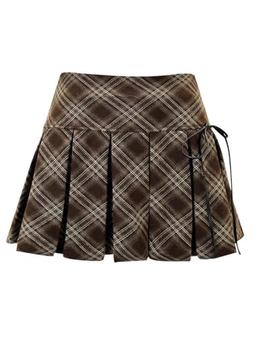 Women Preppy Vintage Mini A-Line Pleated Micro Plaid Aesthetic Y2k Streetwear Skirt3