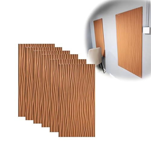 Paneles decorativos pared de poliuretano ondulados Vibeo color amarillo en pack de 6 unidades