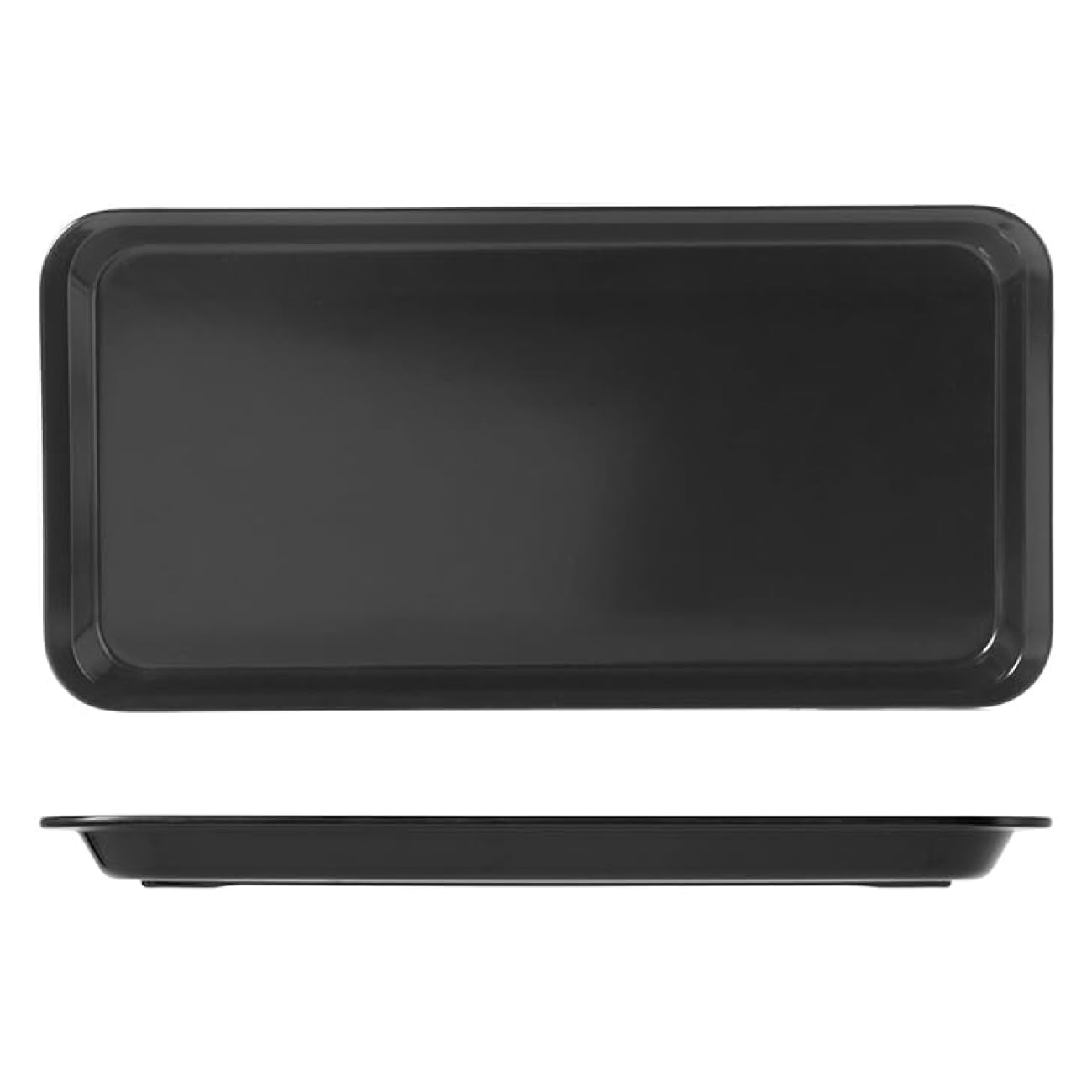Set Di 2 Vassoi Lunghi In Melamina - Per Antipasti, Salumi, Pane, Frutta E Dessert - Impilabili, 43,9x20,3 Cm, Nero