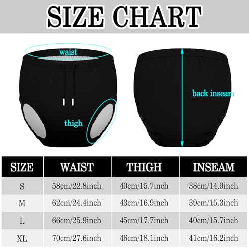 Image of Glitopper 2 Pcs Reusable Adult Swim Diapers Special Needs Cloth Diaper Covers Washable Nappy Trunks Waterproof Leakproof for Postpartum Women Incontinence Protection Unisex(Black,XL)