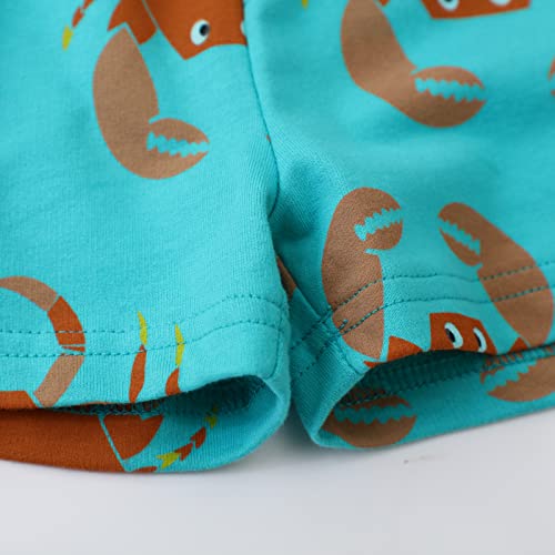 Hileelang Boy Shorts Summer Cotton Casual Drawstring Adjust Knit Green Dinosaur Active Short 6 Years #TOP6