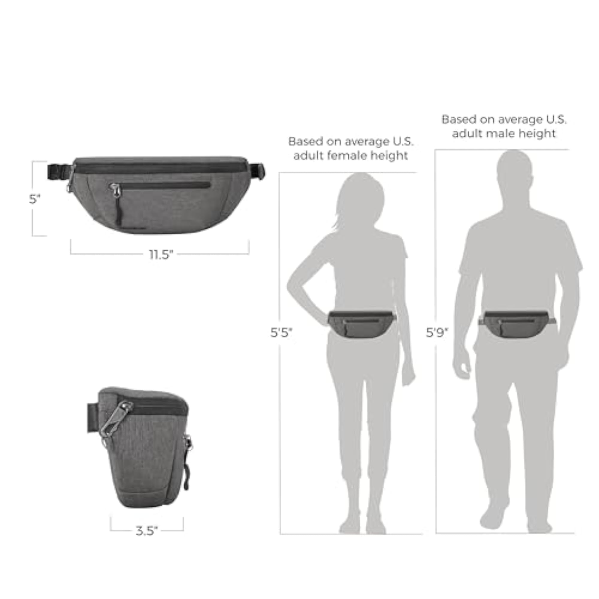 Anti Theft Urban Waistpack, Slate, Secure