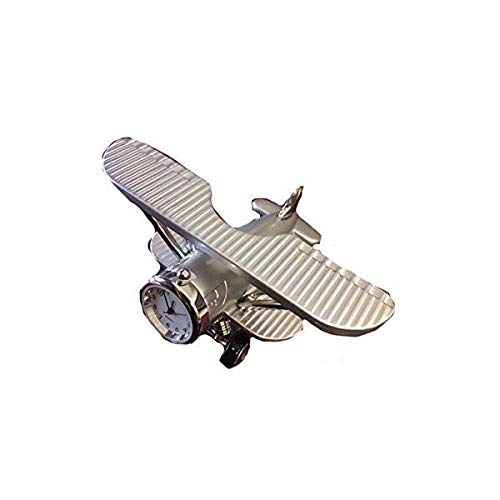Sanis Enterprises Biplane Clock, Silver