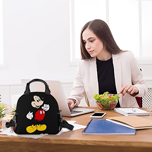 Evagmg Reusable Black Lunch Bag Portable Lunch Box For Man Women Adult Office Work Picnic Beach Workout Travel #TOP1