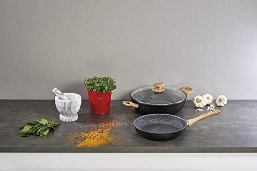Cacerola de 28 cm Barazzoni Spa granítica extra ecológica premium con detalles de roble 3