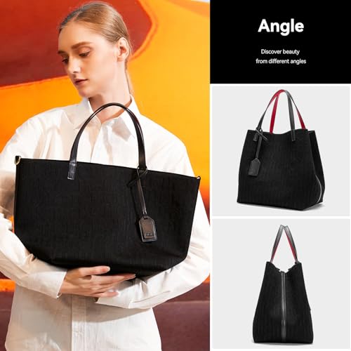 CHCH Womens Handbag Large Capacity Shopping Tote Simple Casual Commuter Bag (Black)