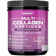 ZEBORA Multi Collagen Peptides Powder for Women - Hydrolyzed Collagen Peptides with D-Mannose & Womens Probiotics - Supports Skin, Hair, Nails, and Urinary Tract Health, Unflavored, 35 Servings