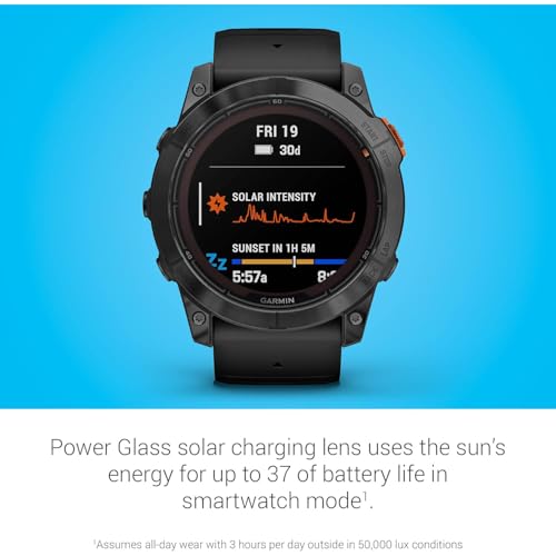 Garmin Fenix 7X Pro Solar, Glass, Slate Gray Steel, Black Bundle with 2 Year Enhanced Protection Pack - Image 5