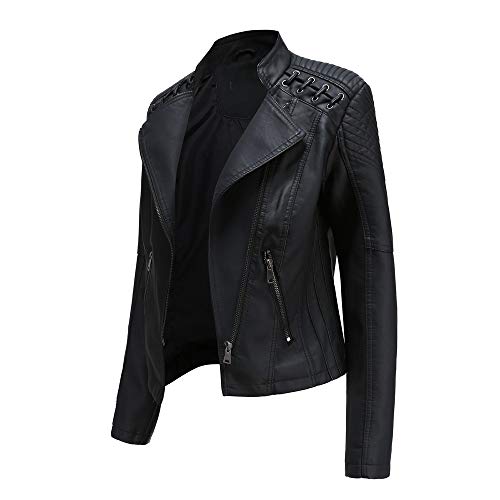 Julymens Women's Faux Leather Motorcycle Jacket Fashion Slim Fit Short Biker Coat2