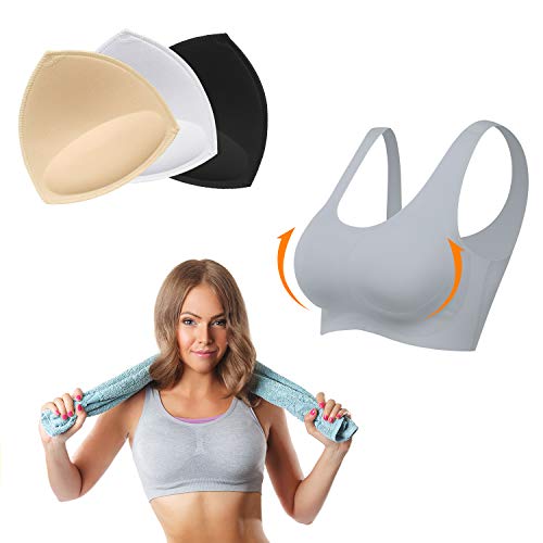 Topbine Removable Bra Pads Inserts Women's Comfy Sports Cups Bra Insert For Bikini Top Swimsuit (C/D 3 Color) #TOP5