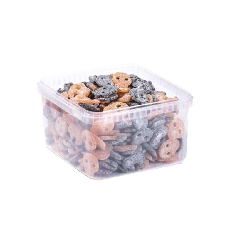 Calaveras Ácidas Surtidas Halloween 1,5kg – Gominolas de Naranja y Mora con Azúcar – Golosinas Veganas en Bote Grande – Caramelos con Forma de Calavera