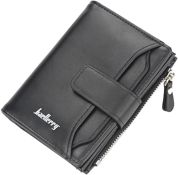 BAELLERRY - Carteira De Couro Porta Documento E Moedas Horizontal Luxo Masculina (Preto)