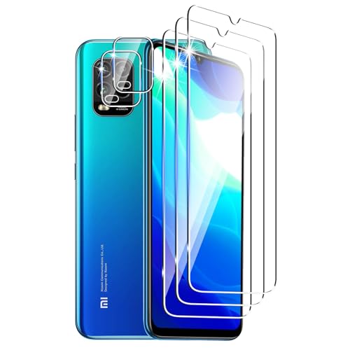 DXULWLM 3+2 Piezas Cristal Templado para Xiaomi Mi 10 Lite 5G,con protector de Lente de cámara,HD transparente,Dureza 9H,Sin Burbujas,Anti-Arañazo Protector de Pantalla