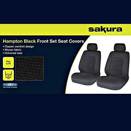 Sakura SS5401 Car and Van Front Seat Covers - 'Hampton - 1 Pair in Black - Universal Easy Fit - Image 3
