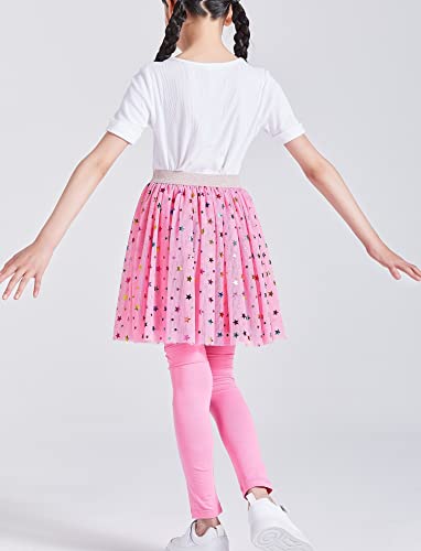 Danichins Girl's Tutu Tulle Sparkle Skirt And Basic Cotton Leggings Set (Rose, 5) #TOP3