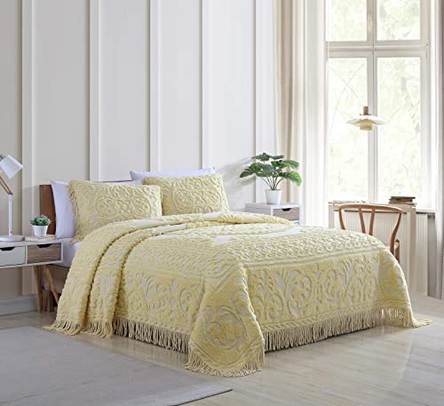 Image of Beatrice Home Fashions Medallion King Cotton Chenille Sham, Yellow