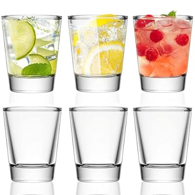 Gencywe 6 Pack Shot Glasses Set with Heavy Base, 1.6 oz Clear Shot Glasses Bulk, Small Whiskey Shot Glass for Vodka, Whiskey, Tequila, Espressos, Spirits & Liquors