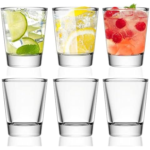Gencywe 6 Pack Shot Glasses Set with Heavy Base, 1.6 oz Clear Shot Glasses Bulk, Small Whiskey Shot Glass for Vodka, Whiskey, Tequila, Espressos, Spirits & Liquors Cover