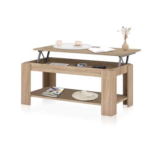 duehome | Mesa de Centro Elevable, Mesa Auxiliar, Modelo LYA, Aca...