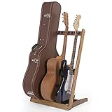 XCSOURCE Hardwood Guitar Stand, Guitar Display Rack with Felt Pad and Pick Slot, Multiple Guitar Holder for 5 Bass&Electric, 3 Acoustic&Classical，3 Guitar case
